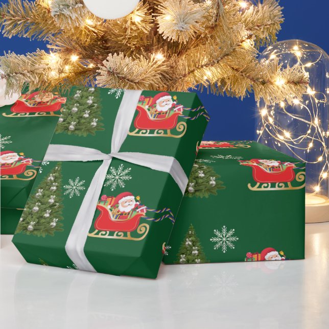 Papier Cadeau Unicorne moderne Père Noël Snowflakes Christmas Tr (Vacances)