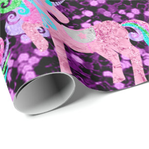 Papier Cadeau Unicorne Parties scintillant brillante rose assez 