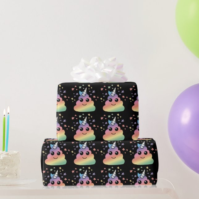 Papier Cadeau Unicorne Rainbow Poop Emoji Kawaii (Cadeaux de fête)