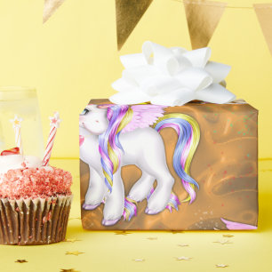 Papier Cadeau Unicornes colorées sur papier d'enveloppement de s