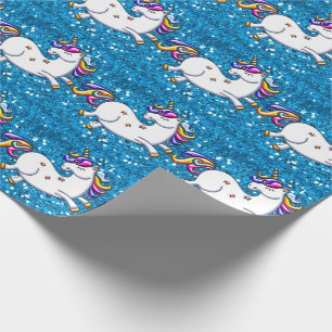 Papier Cadeau Unicornes de Parties scintillant bleue