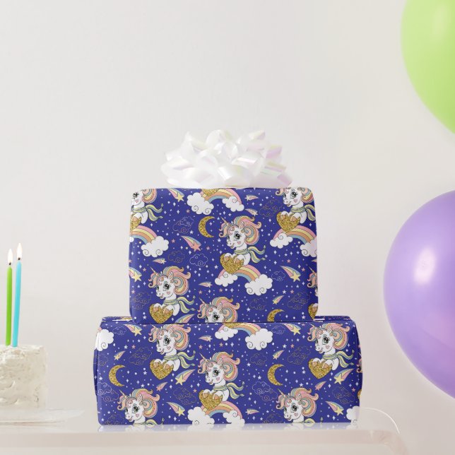 Papier Cadeau Unicornes Magiques Et Arcs-En-Ciel (Cadeaux de fête)