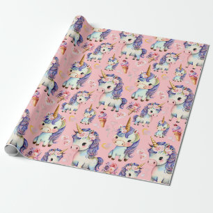 Papier Cadeau Unicornes pourpres