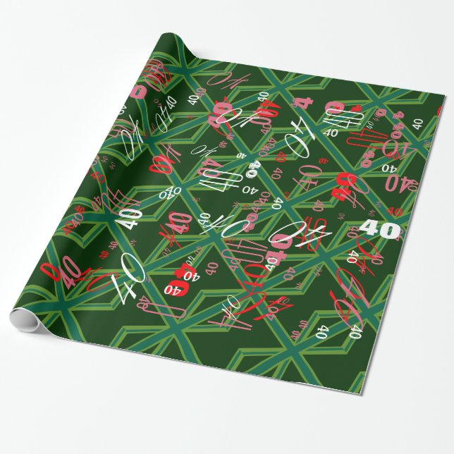 Papier Cadeau Union Jack verte de forêt en gras (Déroulé)