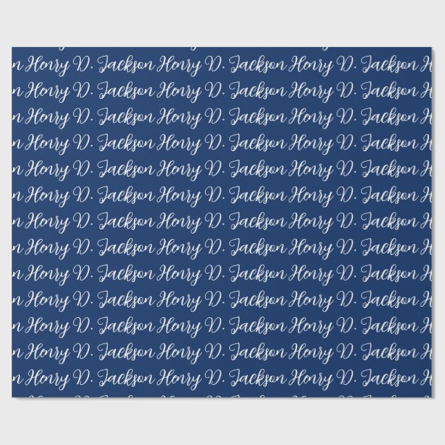 Papier Cadeau Unique Navy Blue Classical Handwriting Plain (Plat)