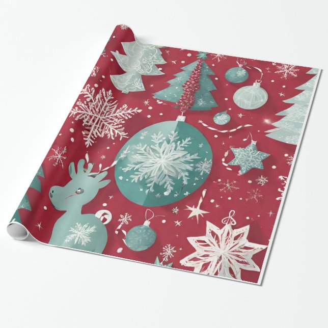 Papier Cadeau 'Unwrap Joy' Papier d'enveloppement de Noël" (Déroulé)