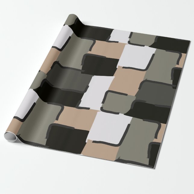 Papier Cadeau Urban Geo | Onyx Neutre | Motif Hero (Déroulé)