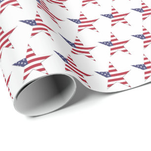 Papier Cadeau USA Star Motif avec étoiles et rayures Patriotique