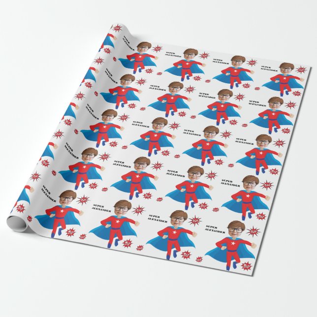 Papier Cadeau USA Superhero Boy Fab Anniversaire (Déroulé)