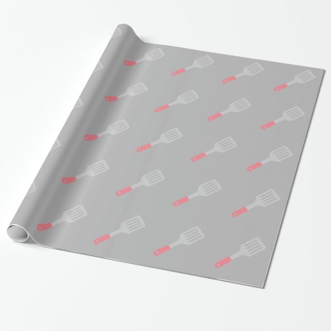 Papier Cadeau Ustensiles de spatule gris (Déroulé)
