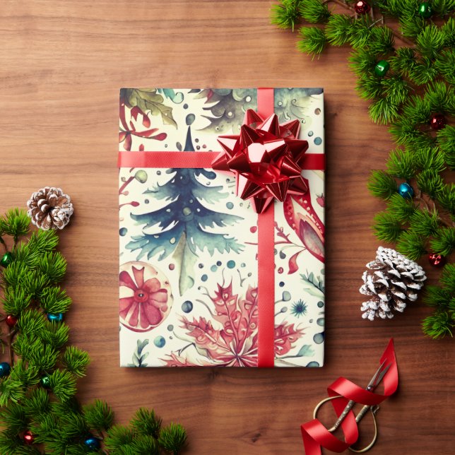 Papier Cadeau Vacances Arbres Vacances Hiver (Cadeau de vacances)