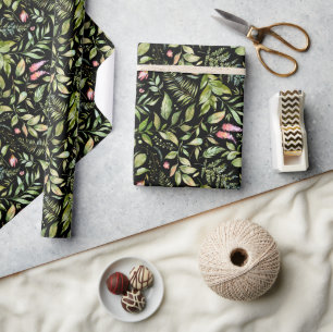 Papier Cadeau Vacances botaniques de verdure chic d'aquarelle