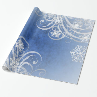 Papier Cadeau Vacances de bleu de flocons de neige de danse