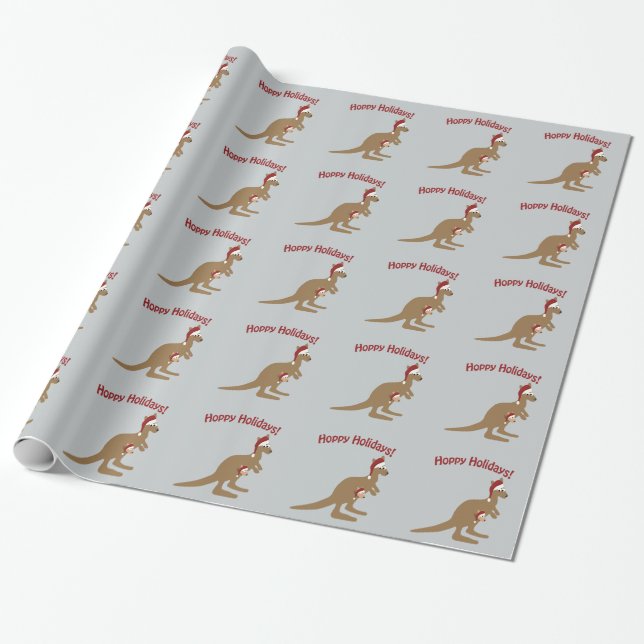 Papier Cadeau Vacances de houblon ! kangourou de Noël (Déroulé)