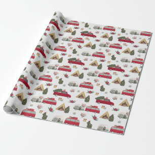 Papier Cadeau Vacances de la remorque rouge moderne Noël