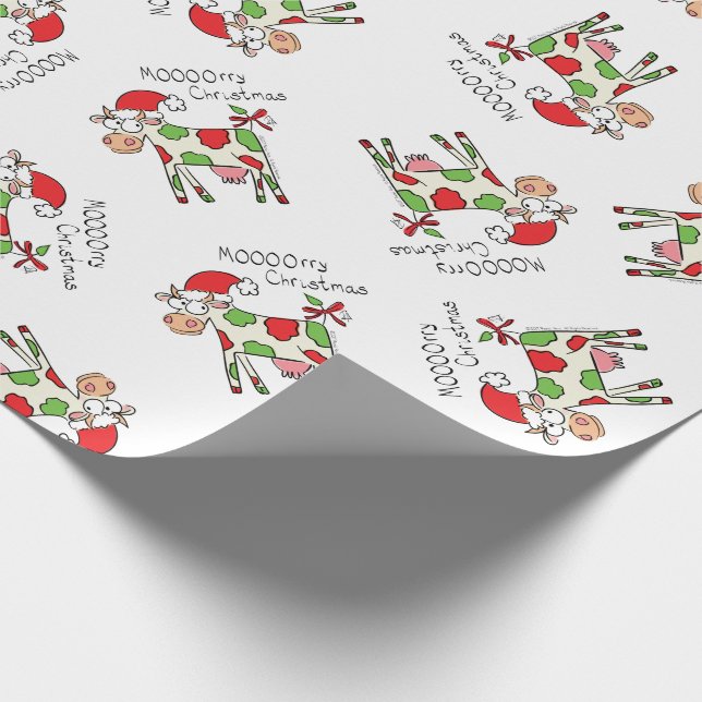 Papier Cadeau Vacances de Noël amusantes pour la vache (Coin)