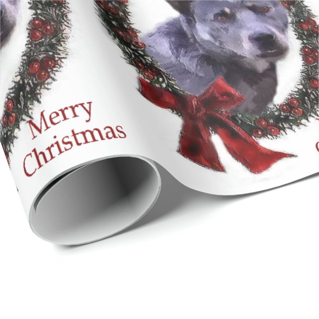 Papier Cadeau Vacances de Noël de chien de bétail australien (Coin rond)