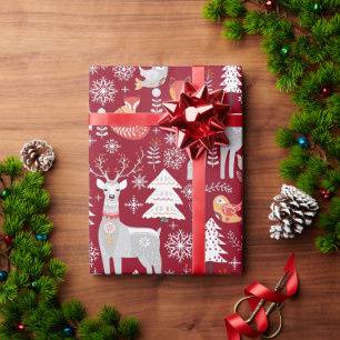 Papier Cadeau Vacances de Noël des animaux des bois scandinaves