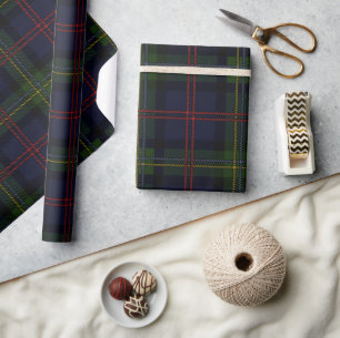 Papier Cadeau Vacances de Noël Plaid Élégant Tartan rustique
