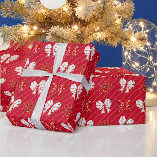 Papier Cadeau Vacances de Noël Red White