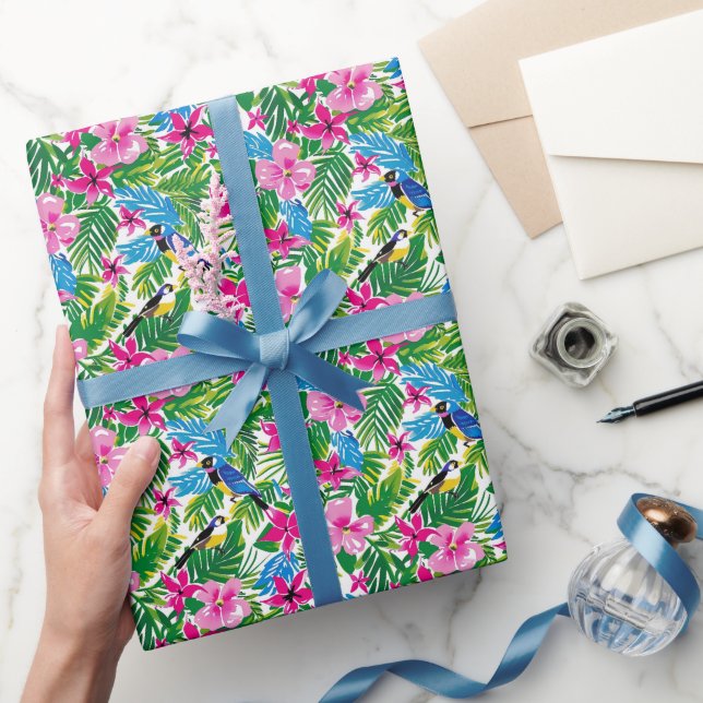Papier Cadeau Vacances de Noël rose gras (Cadeaux)
