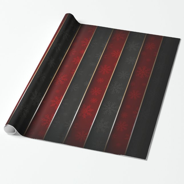 Papier Cadeau Vacances de Noël - rouges/noir avec des flocons de (Déroulé)