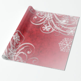 Papier Cadeau Vacances de rouge de flocons de neige de danse