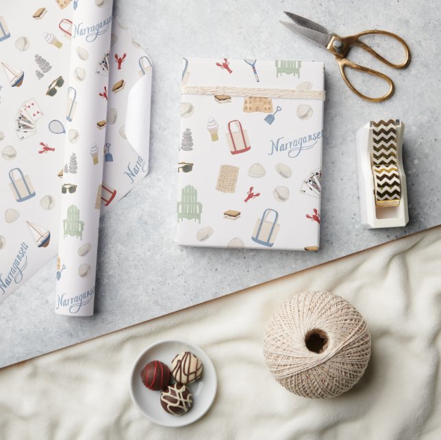 Papier Cadeau Vacances en famille à la plage de Narragansett (Artisanat)
