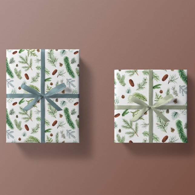 Papier Cadeau Vacances hivernales à feuillage persistant (Créateur téléchargé)