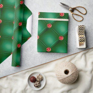 Papier Cadeau Vacances Joyaux de Bling Gratuit Satin Vert