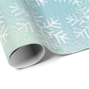 Papier Cadeau Vacances Merry1 congelé bleu de Noël de flocons