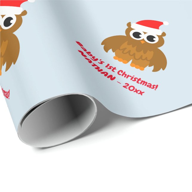 Papier Cadeau Vacances mignonnes de coutume de hibou de ęr Noël (Coin rond)