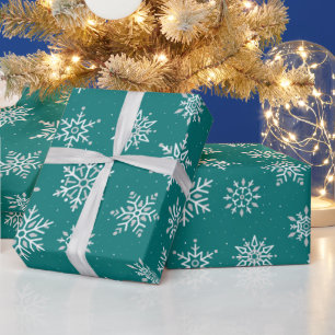 Papier Cadeau Vacances Motoneige Hiver Moderne Bleu Vert