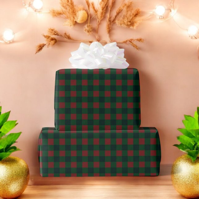 Papier Cadeau Vacances Plaid Buffalo Rouge Vert (Créateur téléchargé)