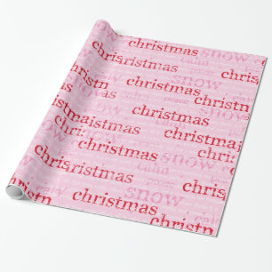 Papier Cadeau Vacances roses et rouges de mots de Noël et de