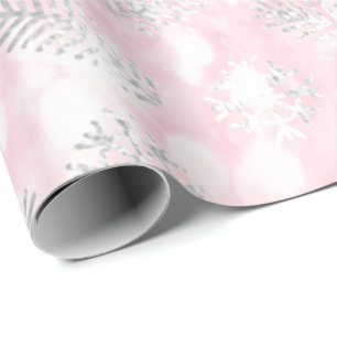 Papier Cadeau Vacances roses Snowflak d'arbre de Noël de partie