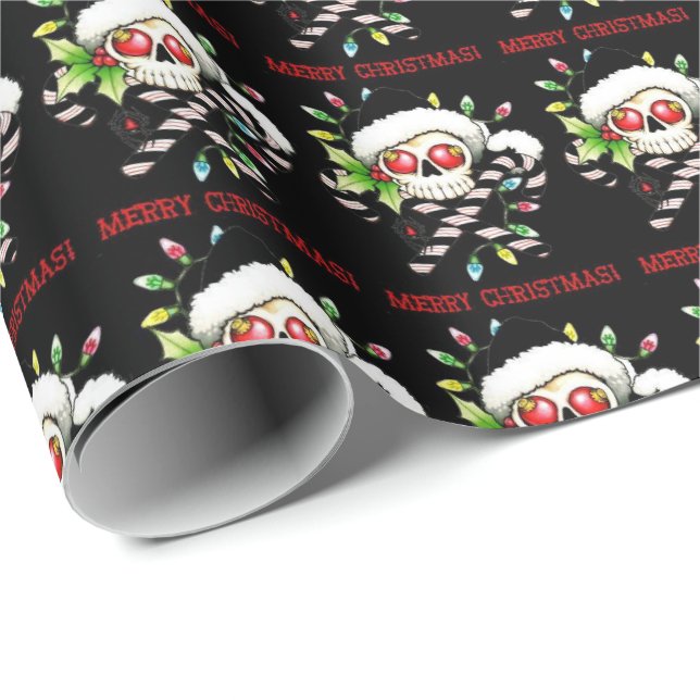 Papier Cadeau Vacances squelettiques (Coin rond)