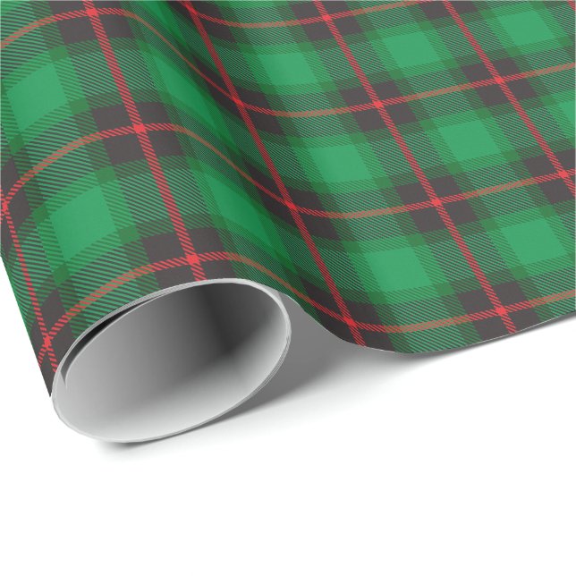 Papier Cadeau Vacances Tartan Vert Plaid Élégantes Traditionnell (Coin rond)