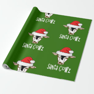 Papier Cadeau Vache à asile de fous de Père Noël Cowz avec No