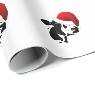 Papier Cadeau Vache à Père Noël de papier d'emballage pour Noël