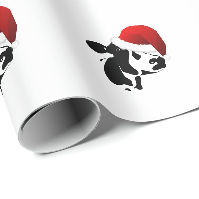 Papier Cadeau Vache à Père Noël de papier d'emballage pour Noël (Coin rond)
