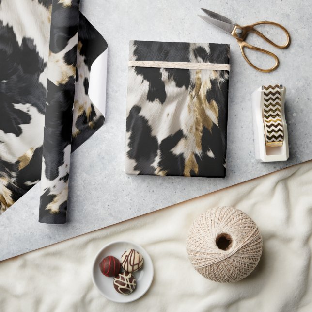 Papier Cadeau Vache blanche noire (Artisanat)