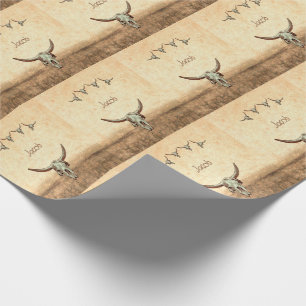 Papier Cadeau Vache Crâne Brown Pays Ouest Russe Motif