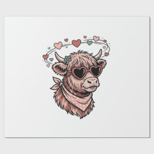 Papier Cadeau Vache de la Saint-Valentin mignonne Gravure vintag