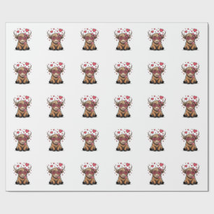 Papier Cadeau Vache des Highlands mignonne à lunettes en forme d