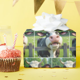 Papier Cadeau Vache En Dessin Sur Une Clôture