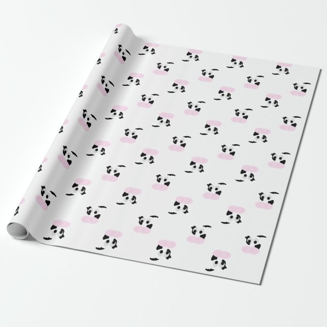 Papier Cadeau Vache laitière noire et blanche ou visage de bovin (Déroulé)