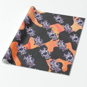 Papier Cadeau Vache Noir et Orange Wild Me