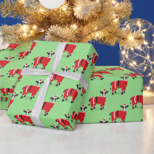 Papier Cadeau Vache Père Noël Novelty Christmas