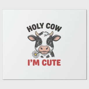 Papier Cadeau Vache sacrée je suis mignon Gravure vintage de vac